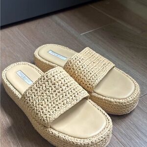Tony Bianco Cream Woven Slide Sandals